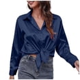 thumbnail image 1 of Blusa de seda satinada con botones para mujer - Camisa de trabajo informal holgada de manga larga - Tejido suave 95 % poliéster - Prenda versátil, 1 of 6