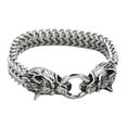 thumbnail image 1 of Mens Stainless Steel wolf Bracelet Punk Bracelets Arm Rings Cuff 23cm, 1 of 5