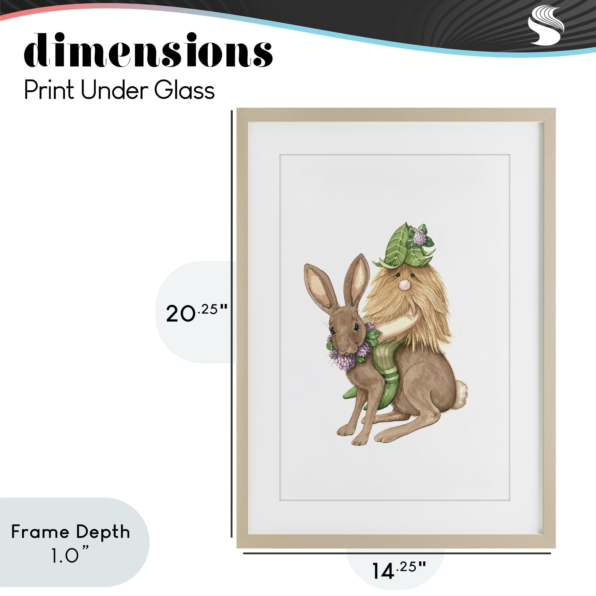 Stupell Industries Garden Elf Riding Rabbit Birch Framed Print Under Glass, design by Nancy Overton