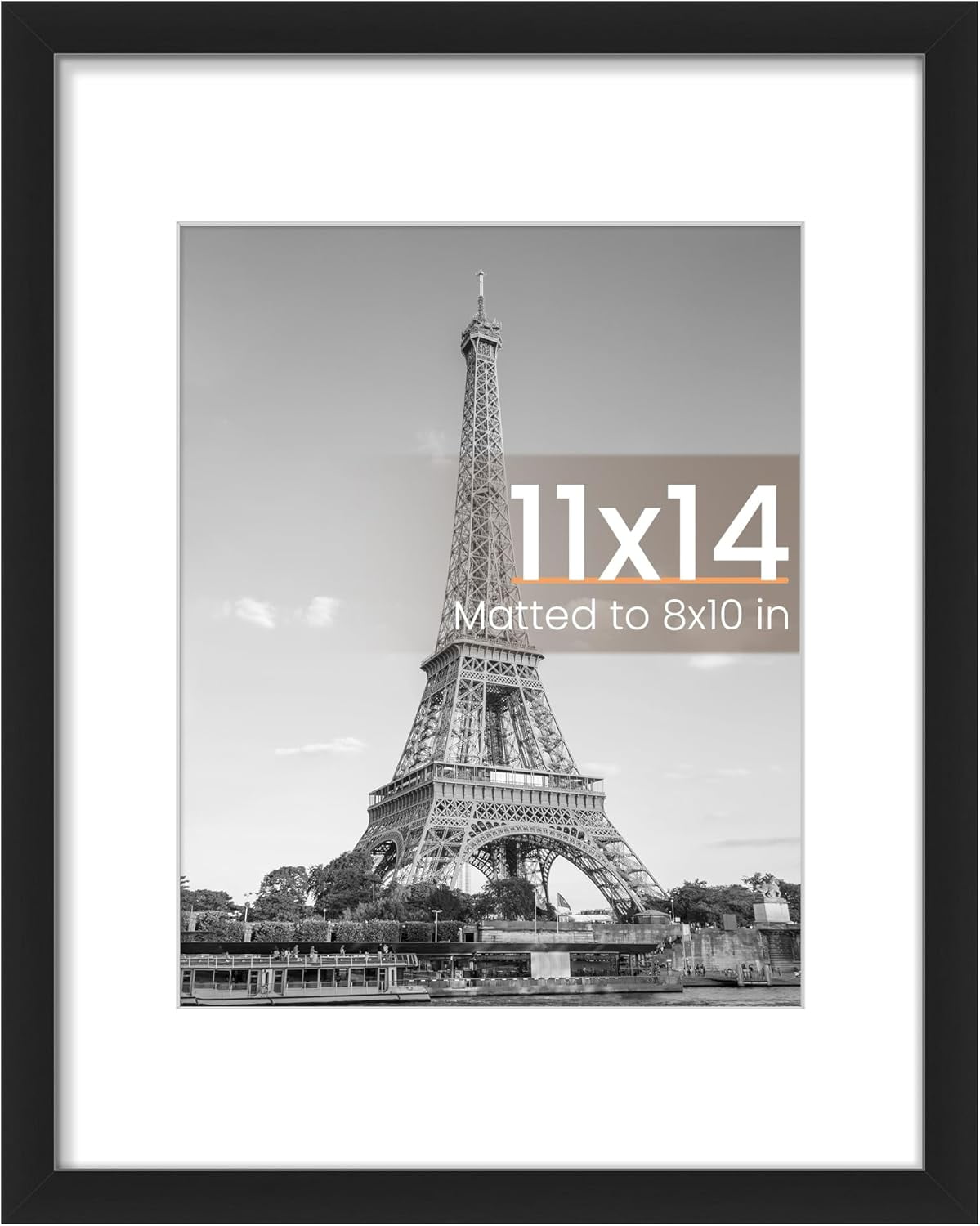 HearthHarmony 18x18 Picture Frame, Display Pictures 8x8 with Mat or 18 x 18 Without, Wall Hanging Square Frames, Black, 1 Pack