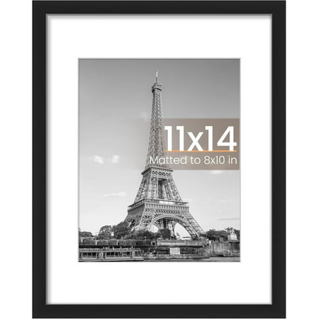 Maxxmarket 11x14 Picture Frame, Display Pictures 8x10 with Mat or 11x14 Without Mat, Wall Hanging Photo Frame, Black, 1 Pack