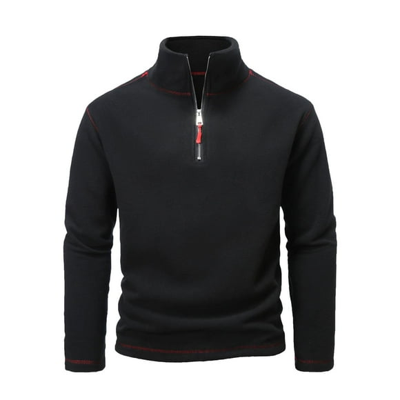 WILLBEST Hoodies for Men Men Zip Up Hoodie Men Turtleneck Warm Hoodie Autumn and Winter Double with Color Zipper Coat