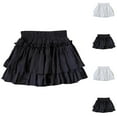 thumbnail image 4 of Zwiiyzr 2025 3-14Y Girl's Tiered Layer Shirred Skirts Casual Cute High Waisted Pleated Ruffle Flowy Elastic Skirts Black, 4 of 4