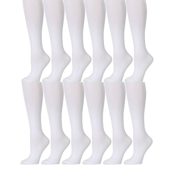Yacht & Smith 12 Pairs of Girls Knee High Socks, Flat Knit, School Socks, Boot Socks