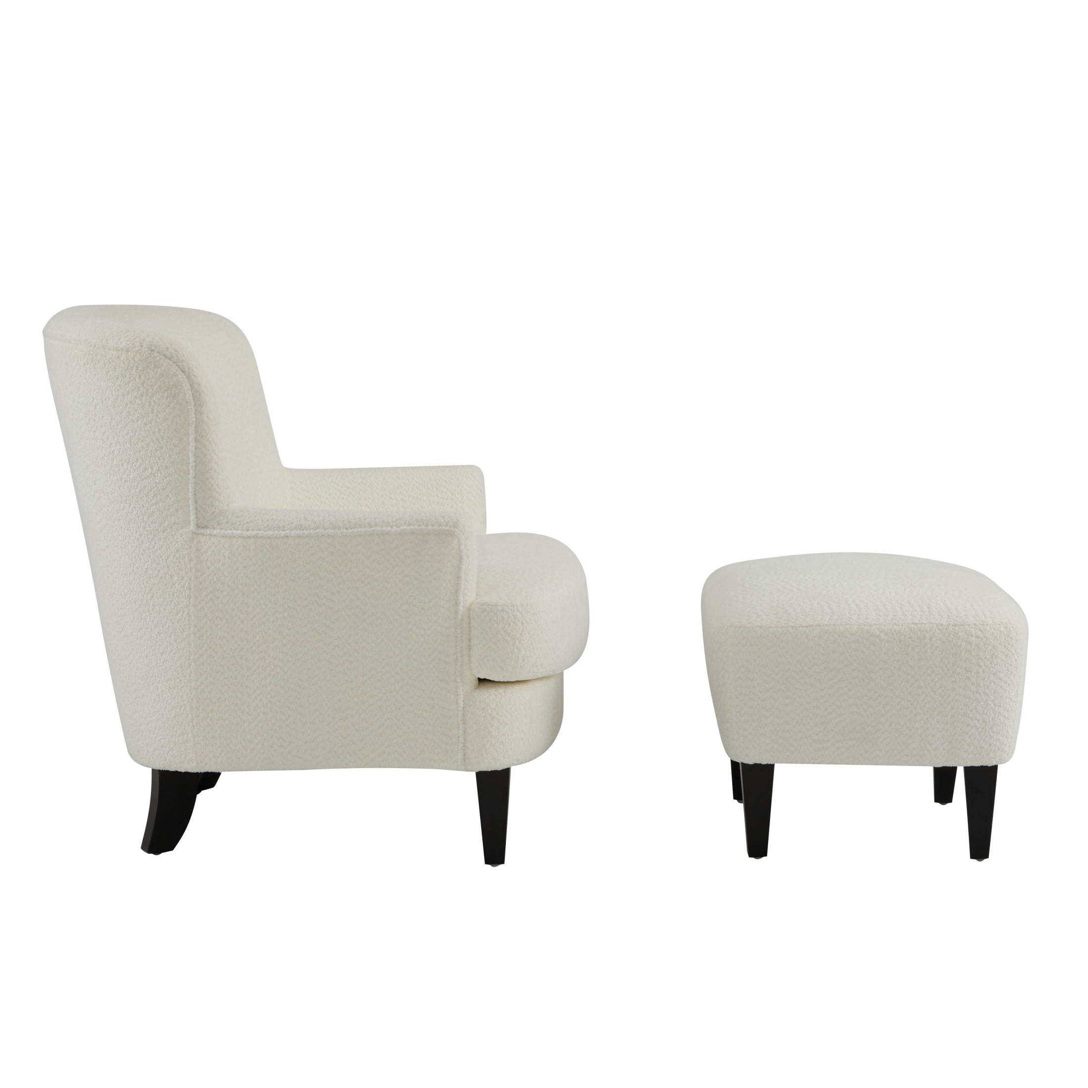 Christopher Knight Home Accent Chair with Ottoman, Tapered Wood Legs, Off White