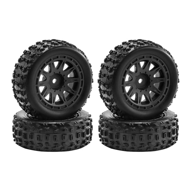 Bunblic 4 Pieces 1/18 RC Car Wheels and Tires Accessory Portable, High Performance, Easy to Install Sturdy RC Car Part Direct Replace , Black