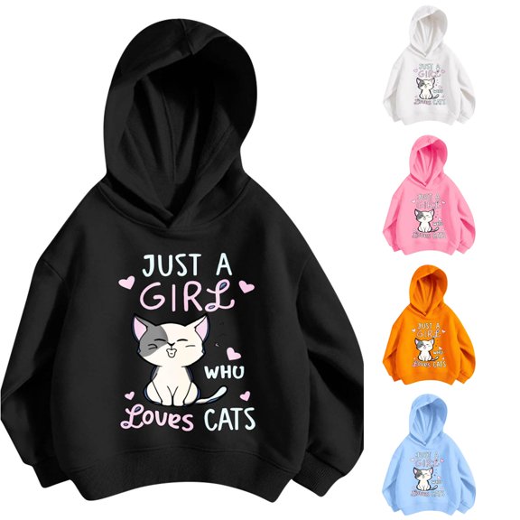RMGVDSD Girls Hoodies Sweatshirts Graphic Cartoon Print Long Sleeve Casual Pullover Soft Comfy Hooded Sweatshirt Tops for Kids Hoodie Comfy Sweatshirt 5-6 Years