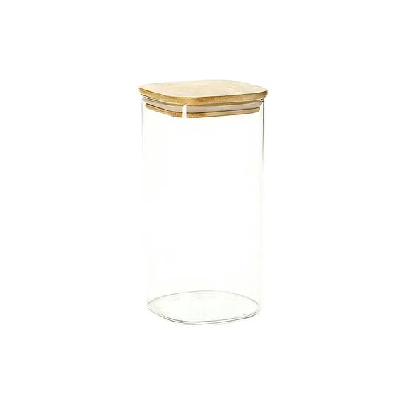Storage Containers Square Glass Storage Jar with Sealed Lid for Kitchen Organization and Transparent Glass Jar for Pantry Keeps Grains Fresh and