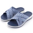 thumbnail image 1 of Sandalias planas con tiras cruzadas para mujer cómodas antideslizantes para fiestas y vacaciones, 1 of 9