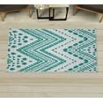 thumbnail image 1 of Chevron Decorative Rug, Hand Drawn Aztec Pattern Primitive Clan Motif with Dashed Lines Artwork, Quality Carpet for Bedroom Dorm and Living Room, 6 Sizes, Dark Seafoam, by Ambesonne, 1 of 1