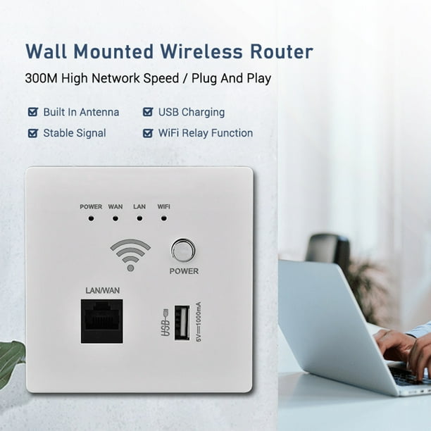 Aibecy In-Wall Wireless WiFi Router AP Access Point WiFi Router USB-Charging Socket Wall Mount Wi-Fi AP Router with WPS Encryption - Walmart.com