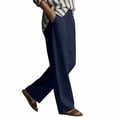 thumbnail image 4 of Levmjia Women Wide Leg Cotton Linen Pants High Waisted Elastic Waist Summer Casual Pure Color Loose Fit Breathable Lightweight Comfortable Pants For Women With Side Pockets, 4 of 6