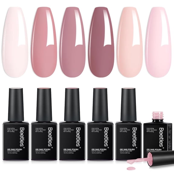 Beetles Nude Pink Gel Polish Set 6 Colors Fall Gel Nail Polish Set