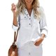 thumbnail image 2 of Moda Mujer Botones Sólido Manga Larga Transpirable Con Cuello En V Camisa Blusa Tops Fridja  fksj2797, 2 of 4
