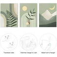 thumbnail image 6 of Boho Wall Art Set of 3, Sage Green Minimalist Framed Canvas Wall Art Geometric Leaf Sun Moon Beige Green Canvas Artwork 12"X16" for Bathroom Living Room Boho Wall Decor, 6 of 6