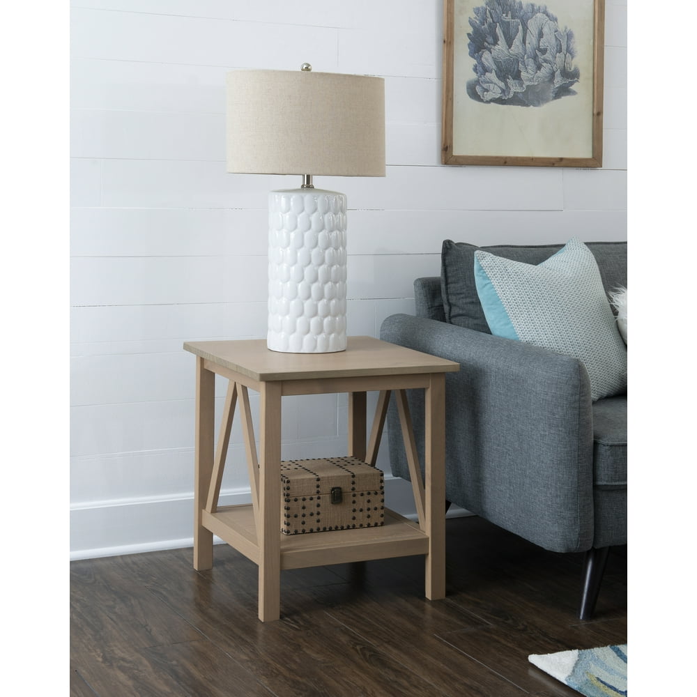 Linon Titian End Table with Bottom Shelf, 22 inches Tall, Rustic