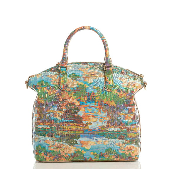 Brahmin Large Duxbury Colorado Rust/Blue/Grey/Yellow/Metallic/Green Satchel