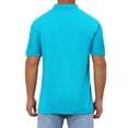 thumbnail image 3 of INSPIRE CHIC Men's Polo Shirts Short Sleeve Lightweight Regular Fit Casual Business Work Solid Golf Shirt L Bright Blue, 3 of 5