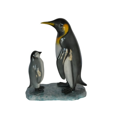 Penguin and Her Baby Standing Bronze Statue -  Size: 14"L x 9"W x 19"H.