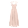 thumbnail image 6 of Qiopertar Women's Formal Evening Dress Elegant Lace V-Neck Long Sleeveless Maxi Dress with Slit Cocktail Party Wedding Guest Gown, Beige M, 6 of 6