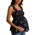 thumbnail image 4 of Gyujnb Ruffle Strap Floral Maternity Top Square Neck Smocked Waist Flowy Sleeveless Light Summer Pregnancy Casual Tank Shirt,S, 4 of 4