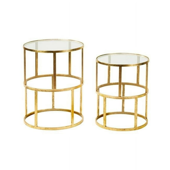 Tripar Round Accent Side Tables, Gold - Set of 2