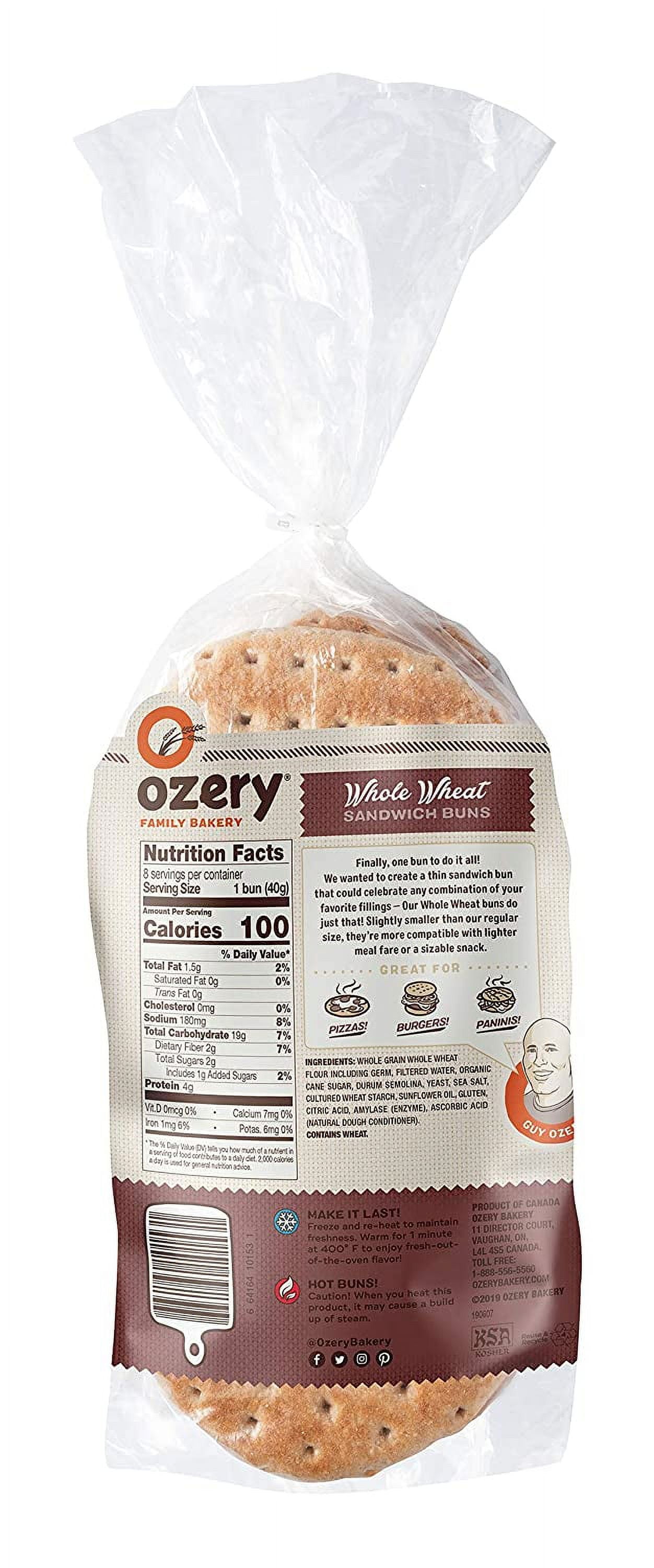 Ozery Bakery Whole Wheat Sandwich Bun, 11.25 Ounce -- 6 per Case.