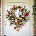thumbnail image 2 of 18in Christmas Wreath with Linen Bow – Artificial Holiday Door Wreath for Front Door, Indoor Outdoor Wall Decoration, 2026 Festive Home Décor, 2 of 5