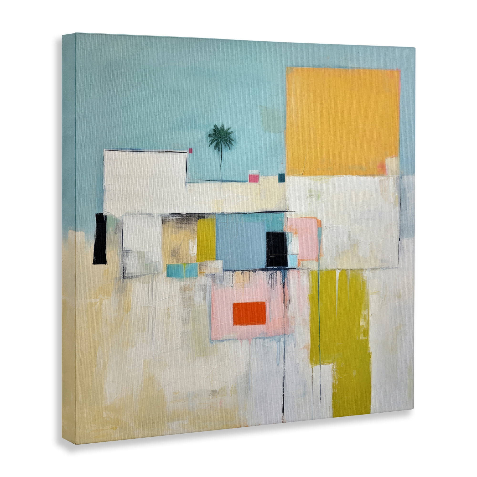 Stupell Industries Tropical Villa Abstraction Abstract Painting Gallery Wrapped Canvas Art Print Wall Art, 17 x 17