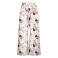 thumbnail image 7 of MYAOYI Women's Summer Beach Resort Rose Floral Print Wide Leg Pants, Elastic High Waist Loose Flowy Palazzo Trousers for Travel Holiday, 7 of 7