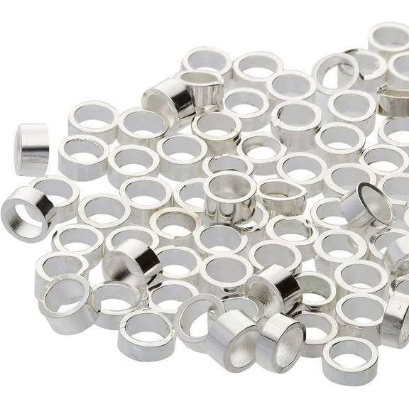 The Beadsmith Tube Crimp Beads, 4 x 3mm, 100 Pieces, Silver Color, Uniform Cylindrical Shape, No Sharp Edges,  Silver Plate 4MM x 3MM - 100 pcs