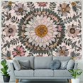 thumbnail image 4 of JRXY  Sketched Floral Medallion Tapestry, Bohemian Mandala Wall Hanging Tapestries, Indian Art Print Mural for Bedroom Living Room Dorm Home Décor（Mauve） Painting, 4 of 6