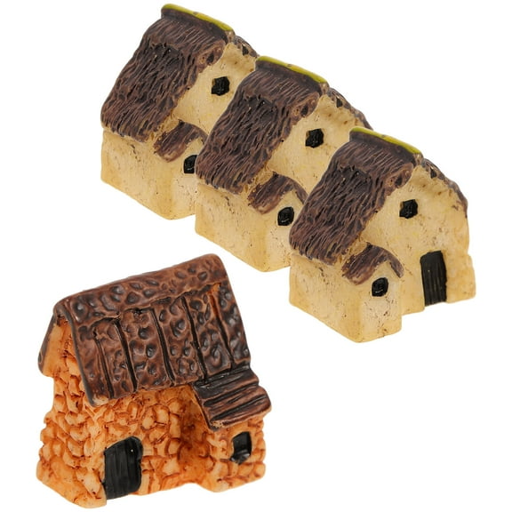 4 PCS Miniature House Landscaping Ideas Fairy Garden Accessories Houses for Decorate Child