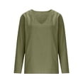 thumbnail image 4 of BXSRUTA Women's Loose Fit V Neck Long Sleeve Blouse Casual Flowy Solid Color Pullover Top, 4 of 6