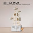 thumbnail image 2 of Recinto de caja de arena oculta con árbol grande para gatos de 75 pulgadas, moderno 2 en 1, torre de varios niveles, mueble de baño con hamaca, postes rascadores de sisal y percha de felpa., 2 of 7