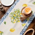 thumbnail image 3 of Summer Lemons Table Runner 72 Inches, Farmhouse Fruit Blue Geometric Beige Linen Bed Runner Dresser Scarves Tabletop for Indoor Outdoor Parties/Ceremony/Banquet, 18" x 72", 3 of 9