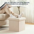 thumbnail image 4 of Ornavo Home 2 Pack 15 Inch Folding Storage Ottoman with Storage, Square Cube Linen Small Storage Ottoman Foot Rest Stool - Beige, 4 of 6