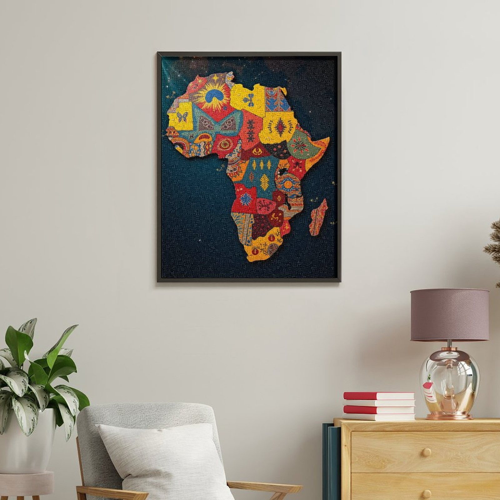 Paint By Numbers Kit for Adults Beginner - DIY Africa Map Colorful Patterns Art Canvas Painting Kits for Adults, Frameless Paint By Number for Adults for Home Wall Decor 16x20 Inch