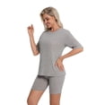 thumbnail image 6 of DAKIMOE Womens Pajamas 2 Piece Lounge Sets for Women Ribbed Knit Matching Outfits Loose T-Shirt and Bodycon Biker Shorts Sleepwear Sweatsuits S-XL, Dark Grey, M, 6 of 7