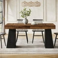 thumbnail image 5 of Tribesigns 55“ Dining Table for 4-6, Rectangular Wooden Dining Room Table, Kitchen Dinner Table, Black & Brown, 5 of 7