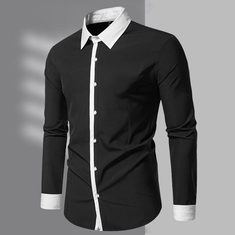 cheap dress up shirts Noldares Men's Dress Shirts Stretch Slim Fit Shirts -Free Formal Business Button Up Shirt(Black,XL)