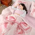 thumbnail image 4 of Castle Fairy Girls Pink Bowknot Twin Bedding Sets,Pearl Bowtie Bedding Comforter Set, 4 of 8
