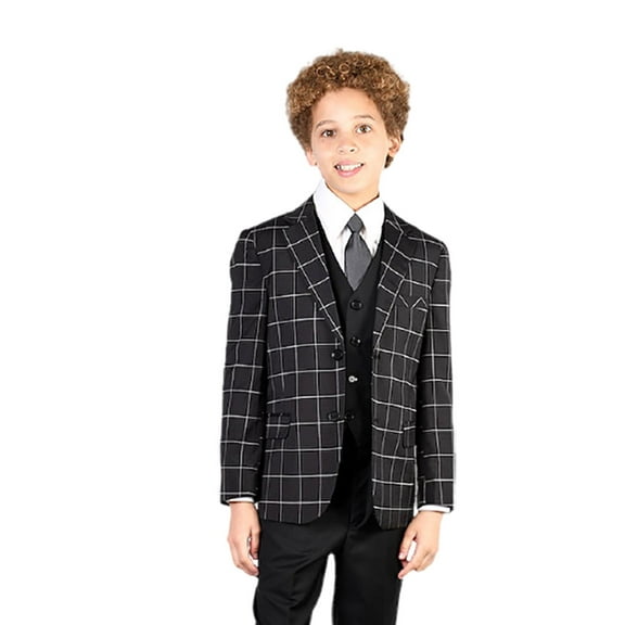 B-107 Black 3Pc Compose Suit With Vest By Alberto Nardoni Brand Designer