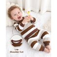 thumbnail image 3 of Toddler Baby Boys Clothes 18 Months Boys Fall Winter Outfits 24 Months Boys Long Sleeve Round Neckline Stripe Sweatshirt Pants 2PCS Clothing Set Brown, 3 of 7
