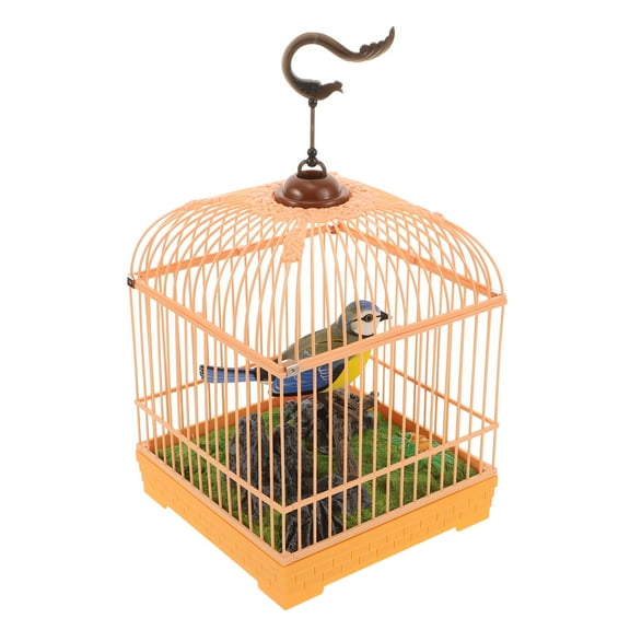 Masteelf Singing Chirping Bird Toy in Cage Realistic Sound Activated Battery Operated Pet Bird with Sounds and Movements