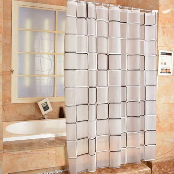 WHAMVOX 180x220CM Shower Curtain with Grid Print, Bathroom Decor, Home Fabric Shower Curtains