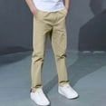thumbnail image 2 of Gubotare Boys Pants Uniform Boys' Stretch Pull on Chino Pants Kids School Uniform Yonth Twill Pants Size 10-12 (Khaki,10-12 Years), 2 of 7