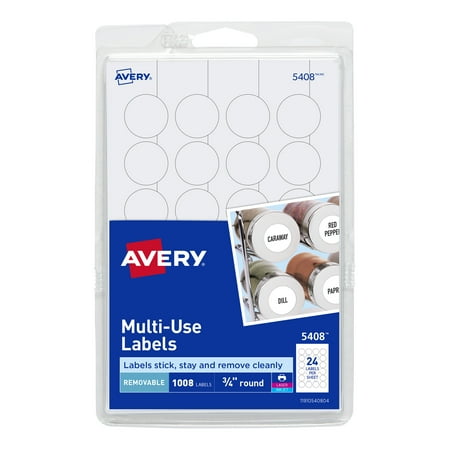 Condition photo showing New/Like New for Avery Removable Multi-Use Labels 3/4  dia White 1008/Pack 05408