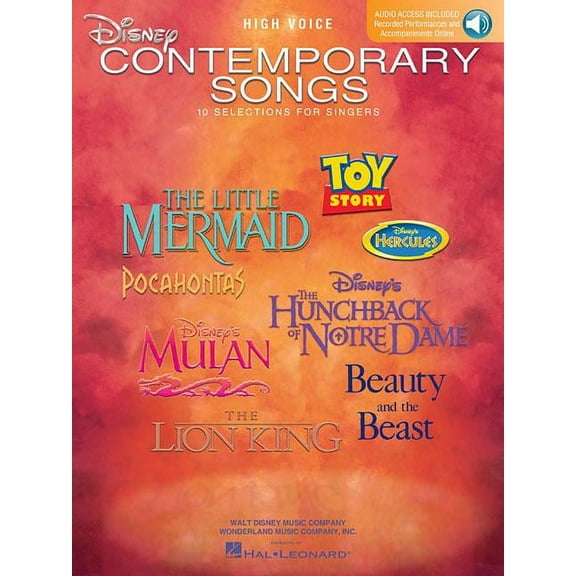 Disney Contemporary Songs: High Voice with Recorded Performances and Piano Accompaniments (Other)