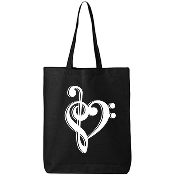 music note heart Cotton Canvas Tote Bag